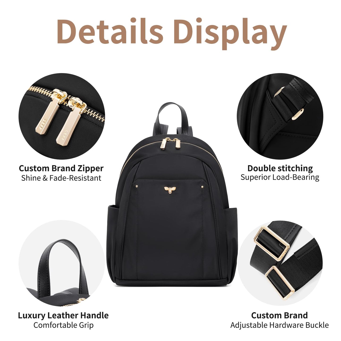 LEFFBAG Mini Backpack for Women Small Backpack Purse, Anti Theft Backpack Waterproof Lightweight Premium Oxford For Travel Work Shopping