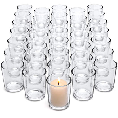 LETINE 72-Pack Votive Candle Holders Designed for Wedding Decor - Glass Candle Holder & Tea Lights Candle Holder - Candle Holders for Christmas, Summer Wedding Centerpiece Table, Party Dinner Decor