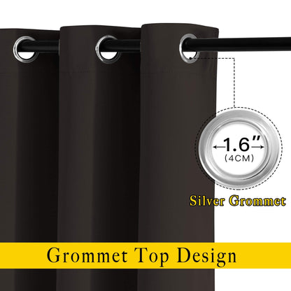 NICETOWN Bedroom Blackout Curtains and Drapes - Energy Smart Thermal Insulated Solid Grommet Blackout Draperies for Living Room (2 Panels, 52 inches x 84 inches, Toffee Brown)