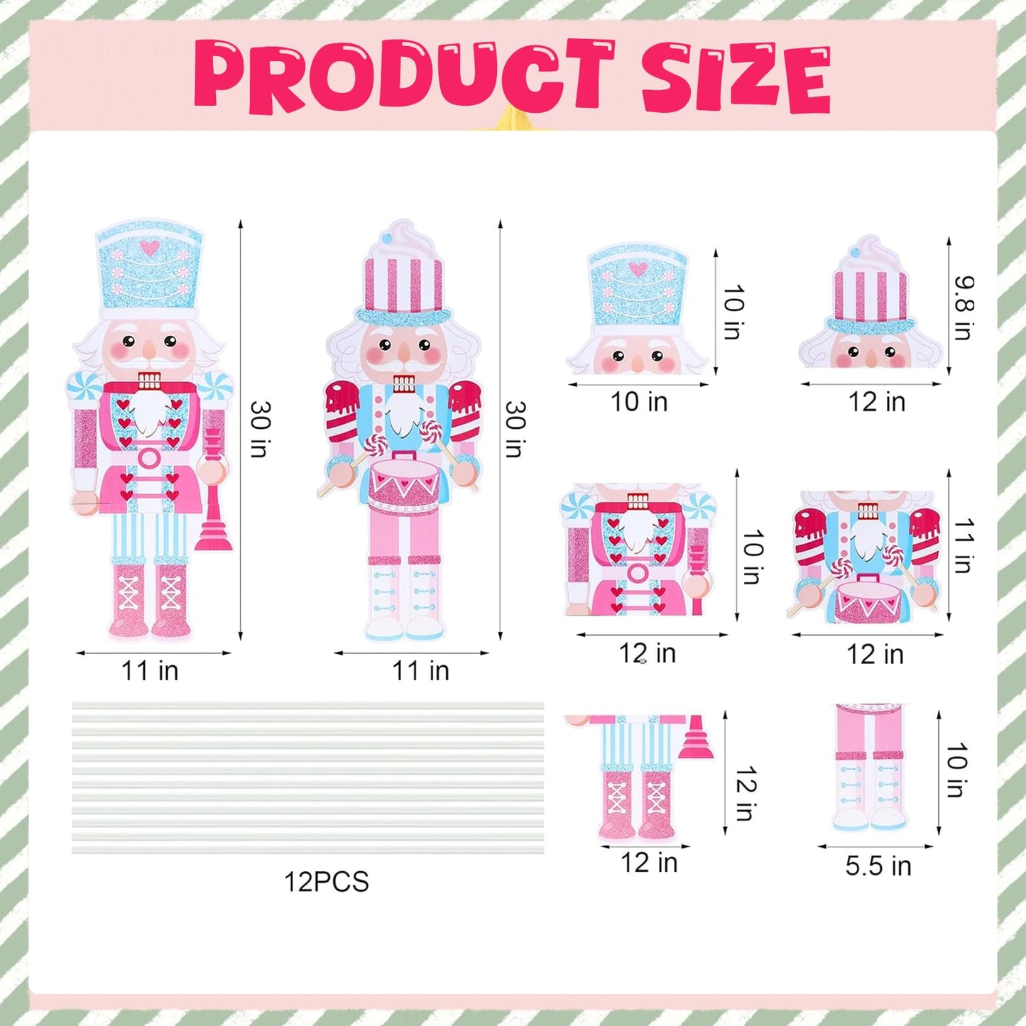 2 Pcs Large Christmas Nutcracker Yard Signs Nutcracker with Stakes Pink Nutcracker Yard Decorations Xmas Soldier Lawn Decorations Outdoor Garden Sign Porch Decor for Winter Holiday Party