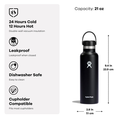 Hydro Flask Water Bottle - Insulated Stainless Steel - Non Spill, Leakproof in 21 Oz Tonal Trillium