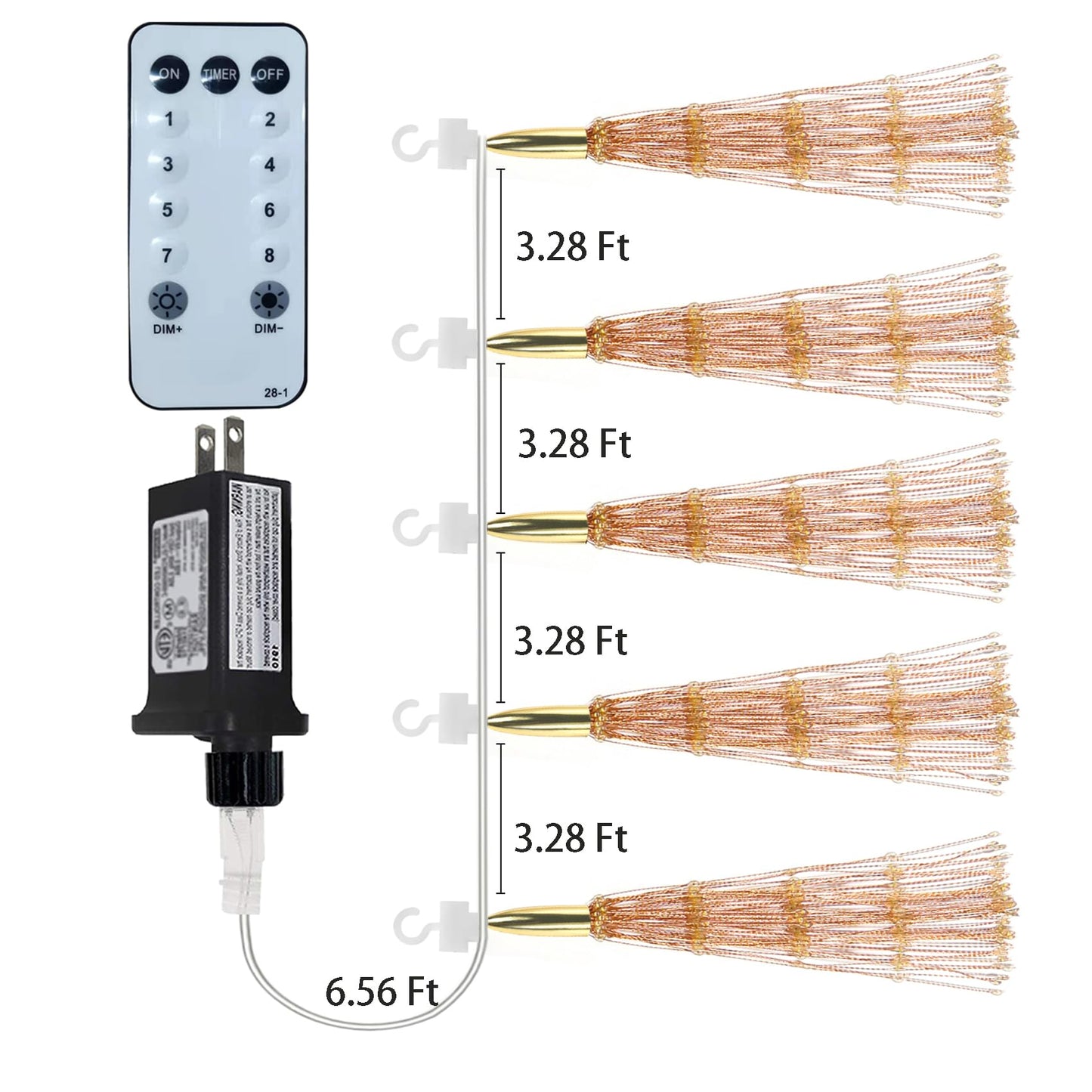 SHUKAN 5 Pcs 1000 LED Plug-in Starburst Sphere Lights, Firework Light 8 Modes Dimmable Remote Control Waterproof Hanging Fairy Light, Copper Wire Lights for Patio Party Tent Christmas (Warm White)