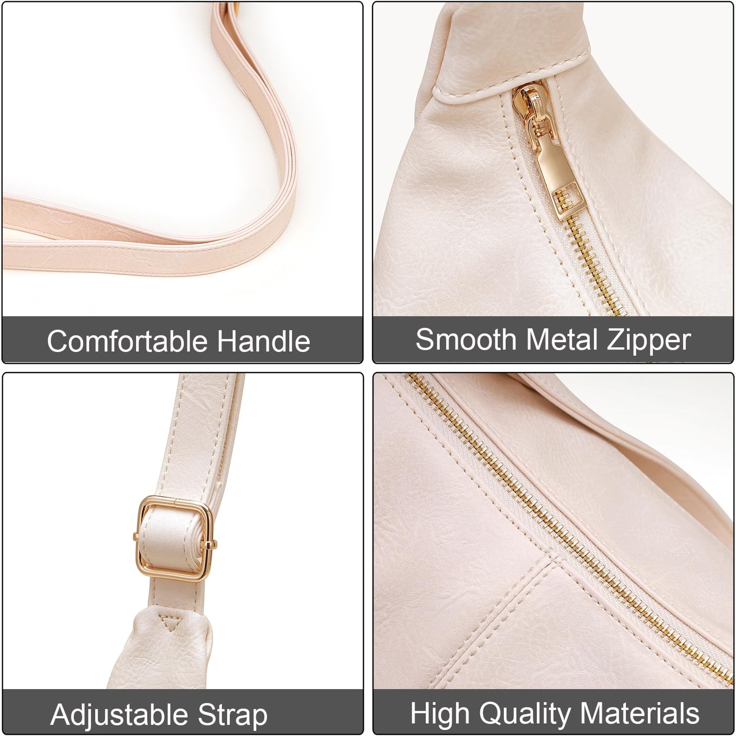Zfkqzx Hobo Bags for Women Retro Vegan Leather Shoulder Handbag Foldable Slouchy Tote Crossbody Purses