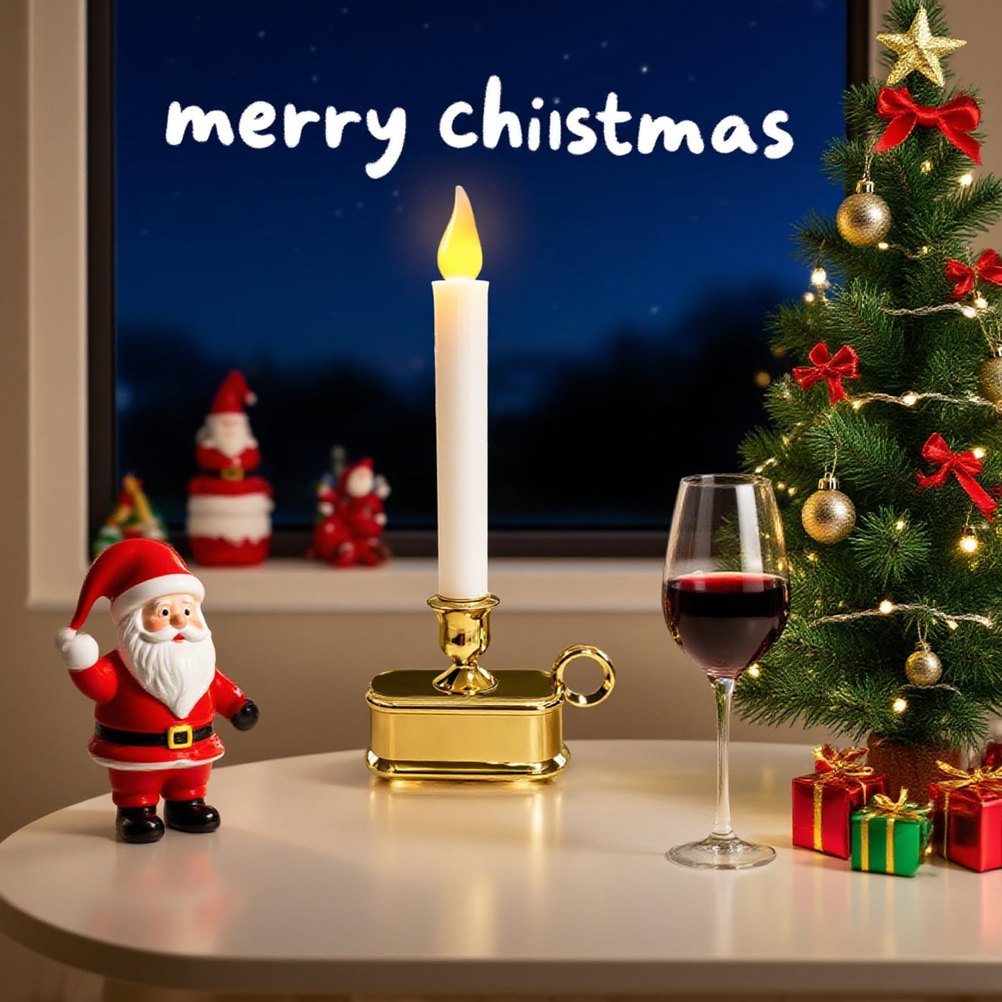 CHYSUPER 4Pack Dusk to Dawn Window Candles Battery Operated, Flameless LED Candles with Light Sensor & 3 Modes, Realistic Flickering Flame for Christmas Holiday Decor