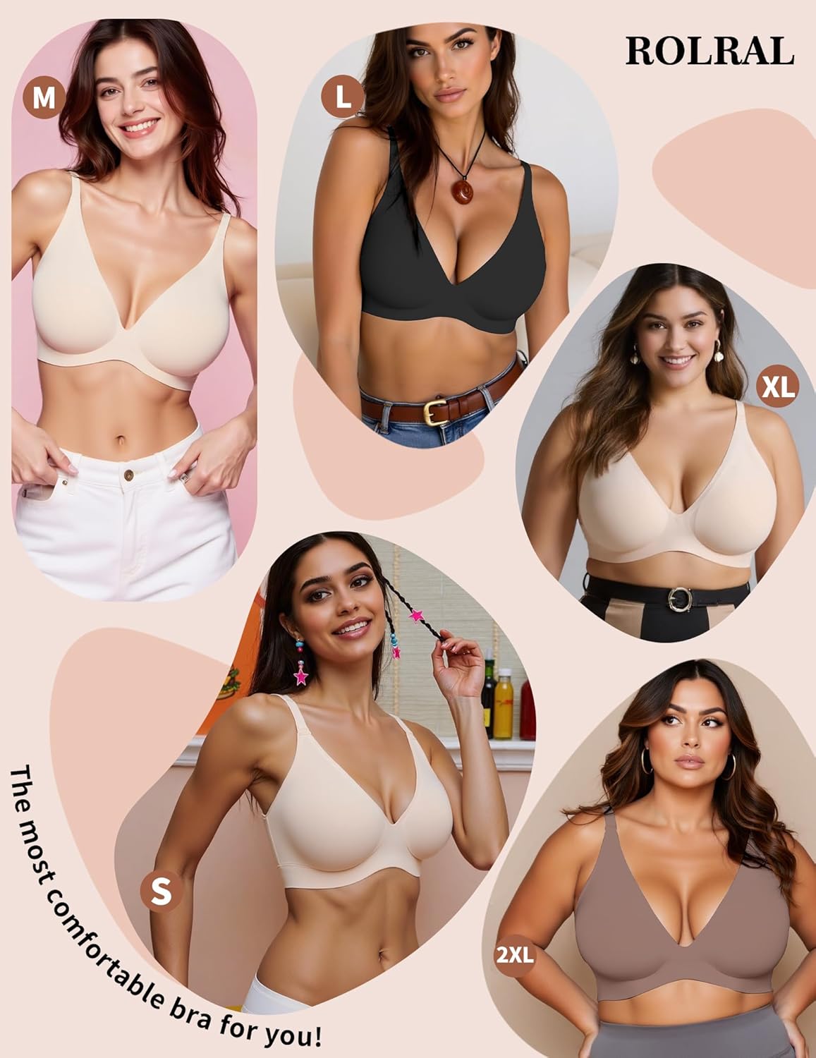 Jelly Buttery Soft Comfortable Bra for Women, Wireless Push Up Deep V Plunge Bra for Seamless Support and Lift