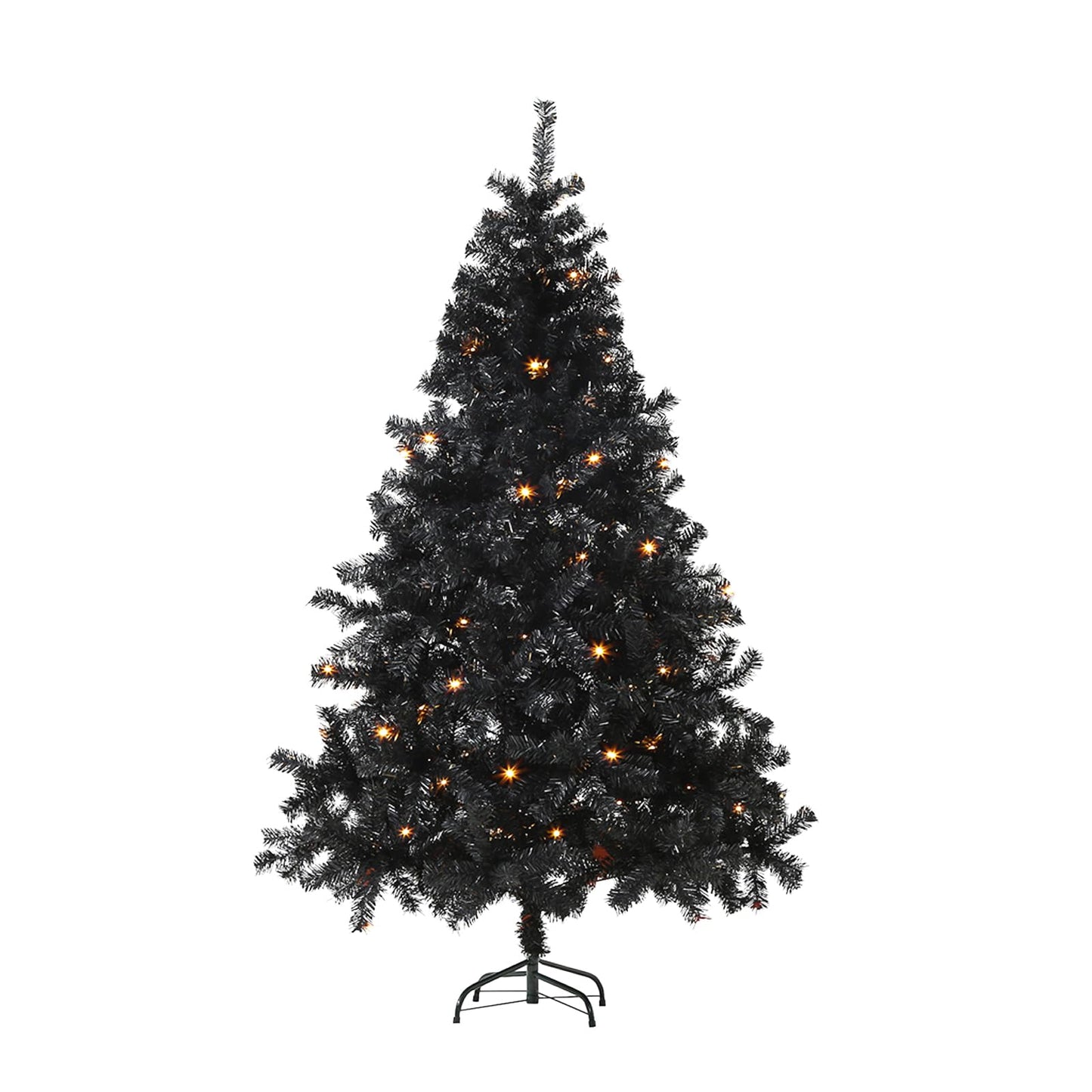 6Ft Artificial Christmas Tree with Metal Stand for Holiday Festival Parties Home Office Decor, 8 Modes 200 LED Warm White Lights Included