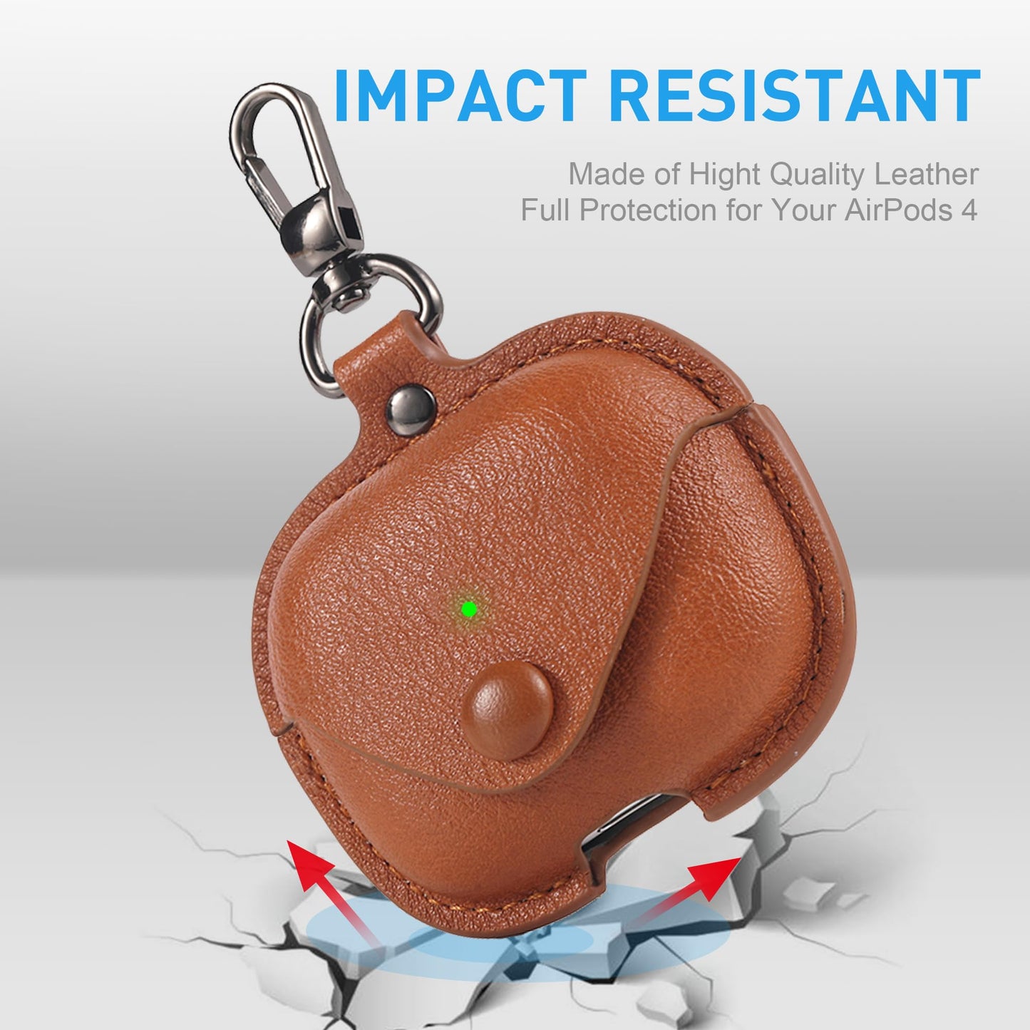 Maxjoy for AirPods Pro 3 Case Leather, Airpods Pro 3 Leather Case Cover with Keychain Compatible with Apple Airpod Pros 3rd Generation 2025 (Front LED Visible),Brown