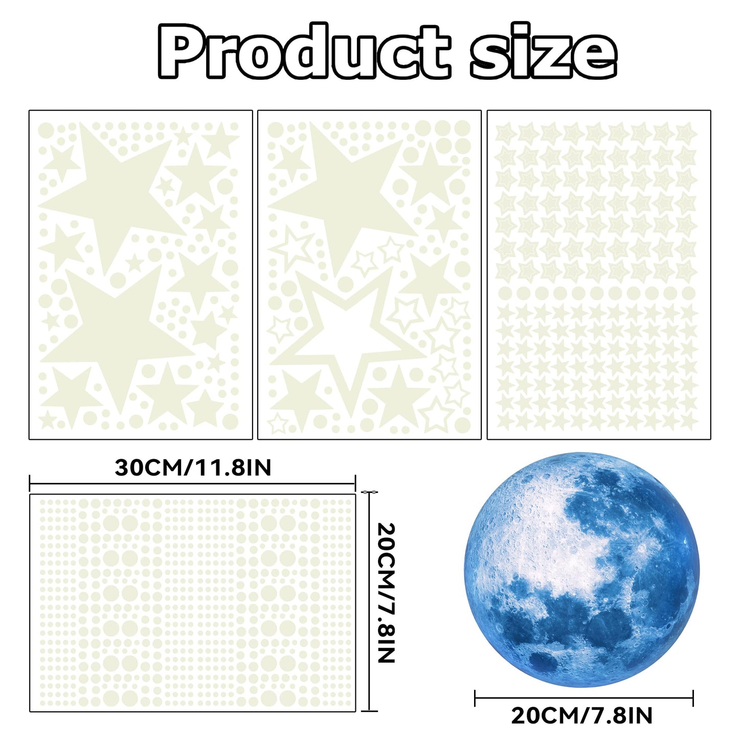 Glow in The Dark Stars for Ceiling,Glow in The Dark Stars and Moon Wall Decals,Ceiling Stars Glow in The Dark Kids Wall Decors Perfect for Kids Nursery Bedroom Living Room