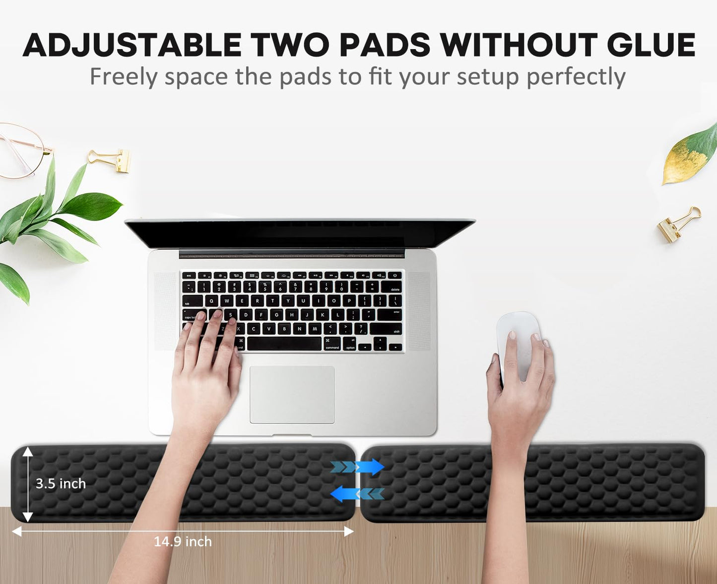 JIKIOU L-Shaped Desk Elbow Pad for Desk, Memory Foam Elbow Support Padding with Non-Slip, 2 Pack Ergonomic Desk Edge Cushion, Wrist Comfort Support for Office Home Black