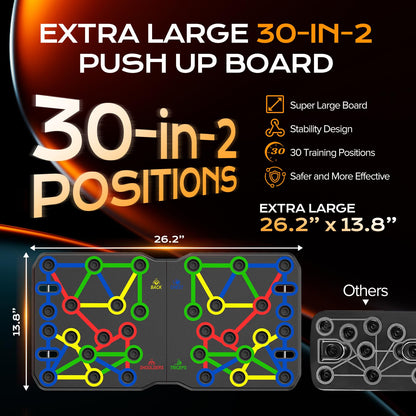 AERLANG Extra Large Push Up Board 26.2" x 13.8", Portable 30-in-2 Workout Set for Push Up, Multi-functional Pushup Stands for Strength Training, Fat Burning Push Up Bar for Home Gym