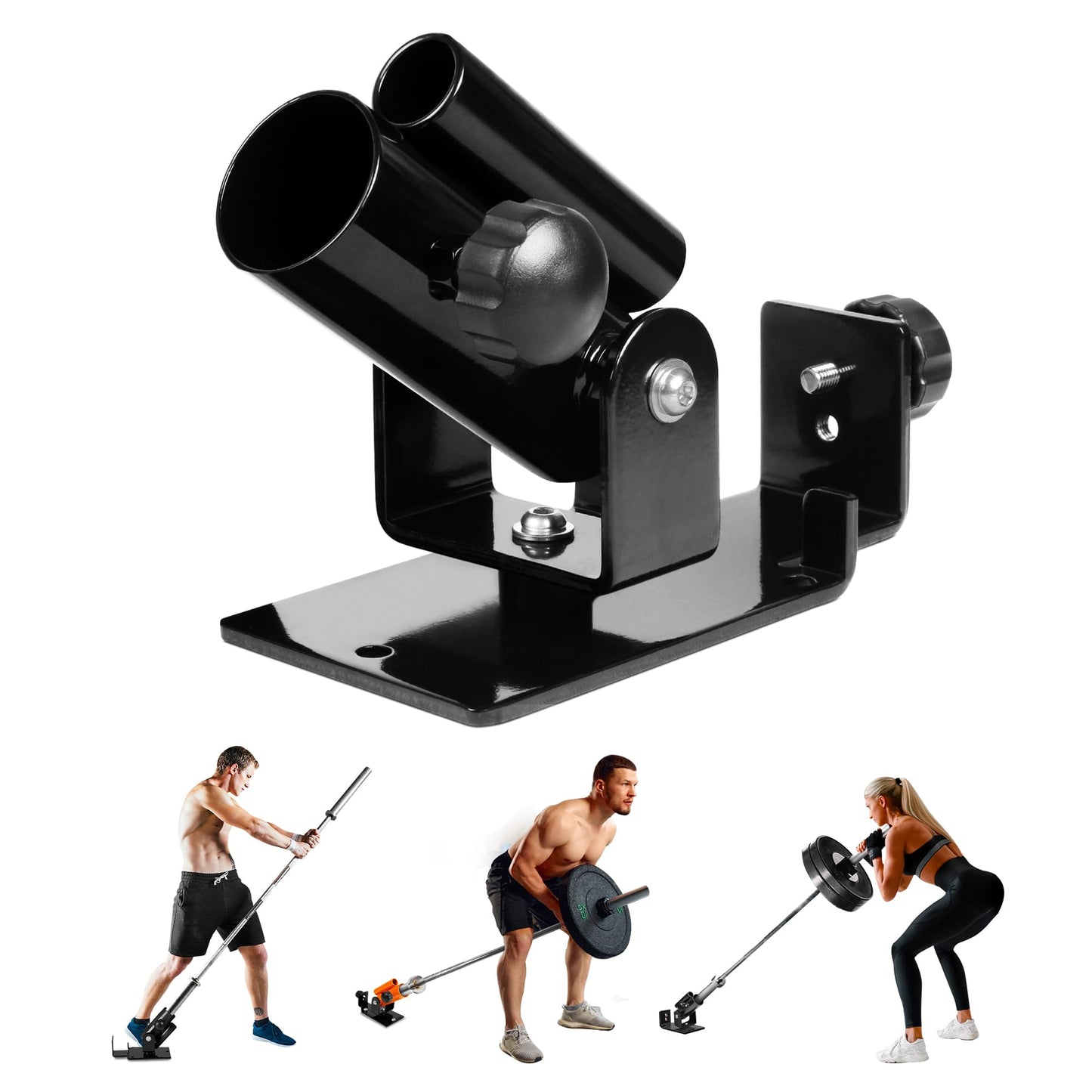 Yes4All Landmine Attachment for 1" & 2" Barbells with Weight Plate Holder, 360 Swivel & Heavy Duty Steel Construction for T-Bar Rows, Presses & Storage, 9.4"x4.9 Sleeve, Black