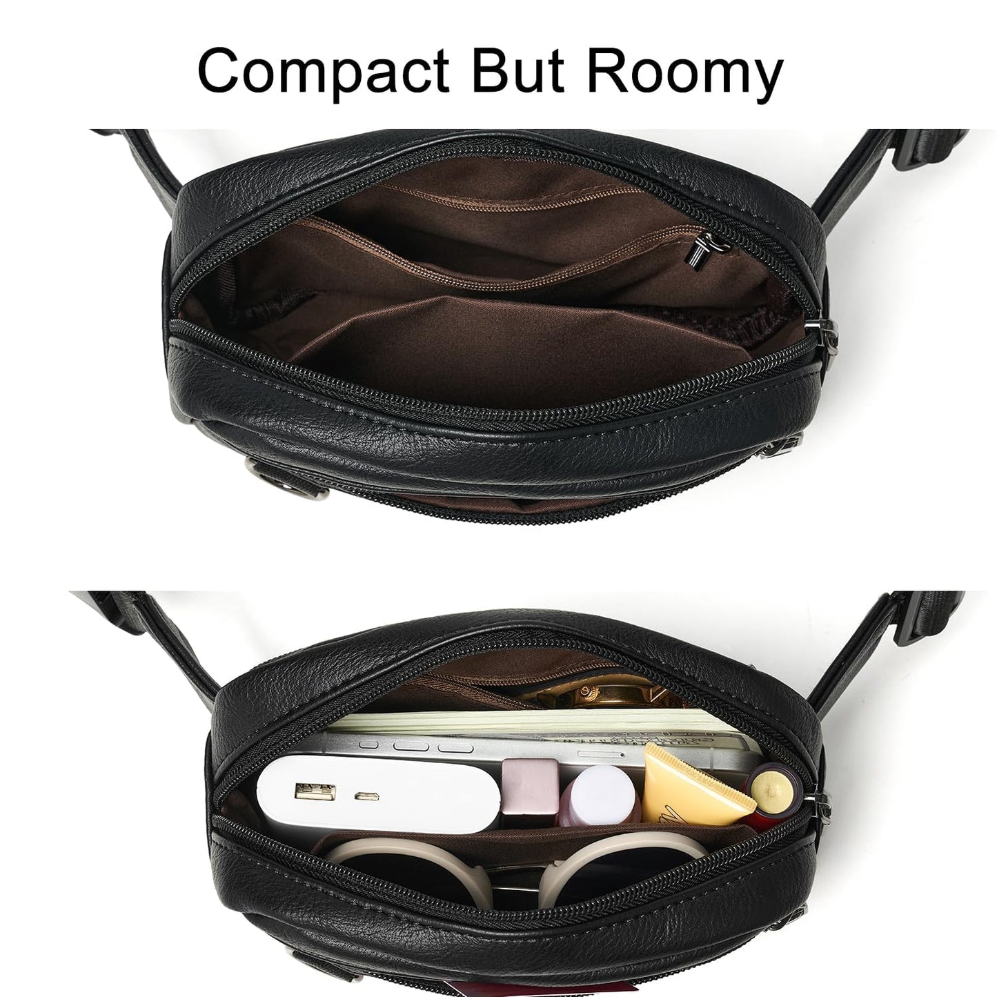 Leresas 2L Fanny Packs for Women Men Corss Body Belt Bag Waist Pack Vegan Leather Trendy Travel Cycling Waterproof Black
