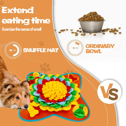 Meilzer Snuffle Mat for Dogs Pet Treats Feeding Mat for Small/Medium Breed Dogs Non-Slip/Portable/Durable Interactive Dog Puzzle Toys Encourages Natural Foraging Skills (Blue)