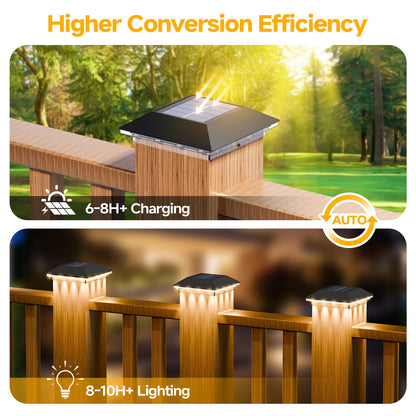 Mlambert 12 Pack Solar Post Cap Lights Outdoor - 3 Lighting Modes Waterproof LED Solar Post Lights Fit 3.5×3.5 Wood/4×4 Vinyl Fence Deck Posts, Black