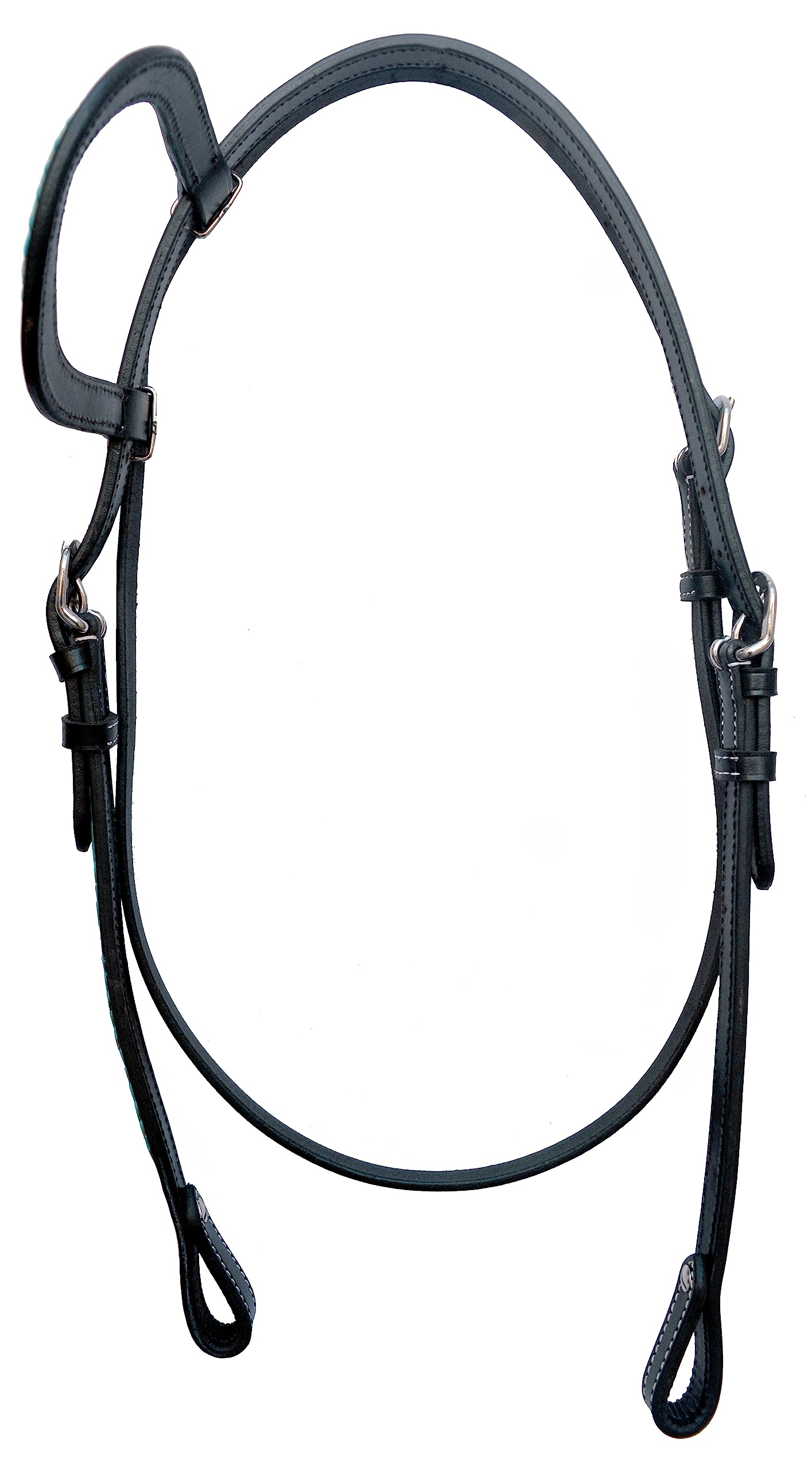 Western Horse Headstall Standard Size – Adjustable Hand Braided Genuine Leather Bridle with Turquoise Rawhide Leather Weaving on Straight Brow Band Western Riding Tack, Black Color Leather (Full Size)
