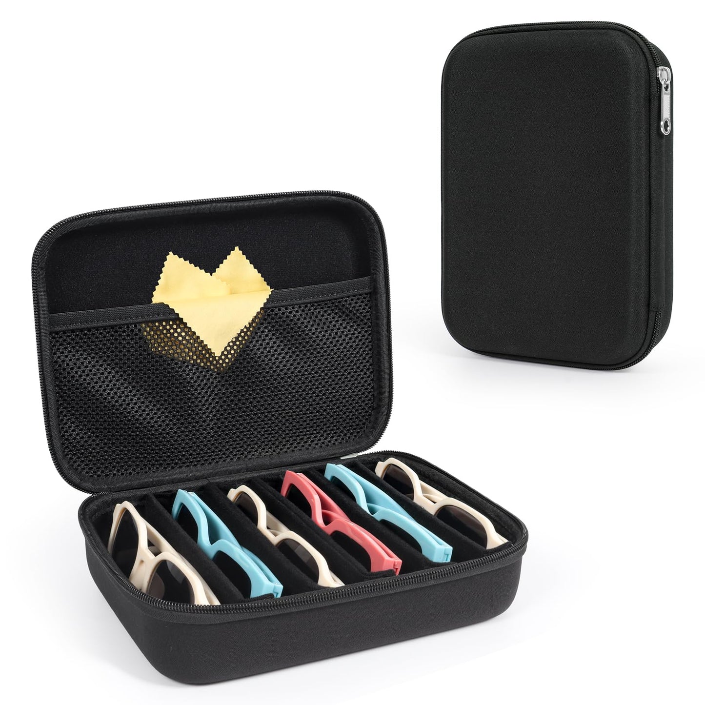 Bukere Glasses Organizer Case Multiple Pairs, Travel Sunglasses Case Adjustable Slot, Hard-shell Eyeglasses Storage Women Men