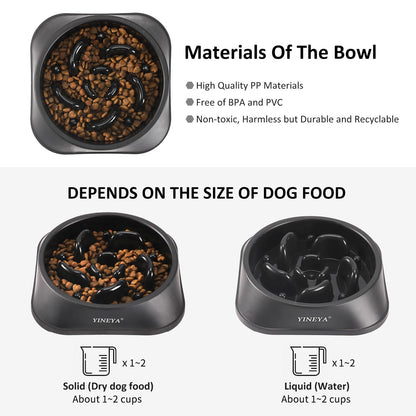 YINEYA Slow Feeder Dog Bowls, Pet Supplies That Slow Down Eating, Pet Food Bowls, Maze Dog Puzzle Feeder for Medium Breed