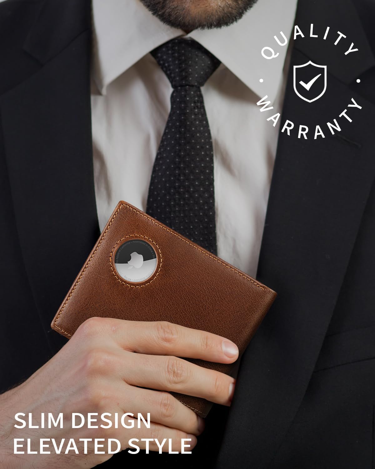 Mens Wallet with AirTag holder,Genuine Leather Bifold Wallets for Men RFID Blocking With 2 ID Window and 12 Cards Holders Gift Box (Coffee Brown)