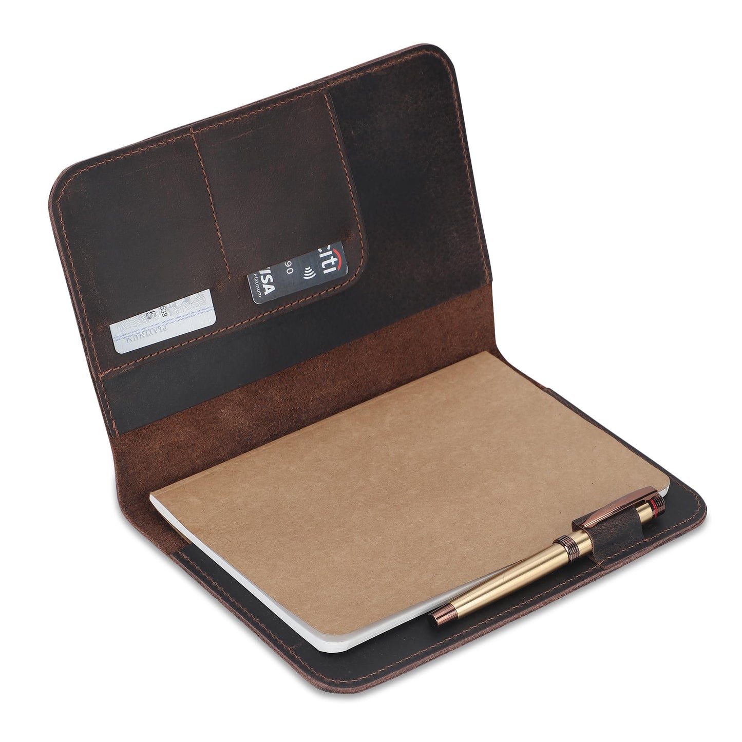 CestAntiQ, Leather Journal Cover | (5.75"x8.25") Notebook Medium A5 | Refillable Cahier | Leather Bound Journal cover for Travelers Writers | Gift for Anyone (Brown)