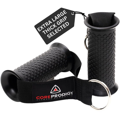 Core Prodigy Heavy Duty Exercise Handles Extra Large Size - Grip Attachments for Cable Machine Pulleys, Gym Equipment, Resistance Bands, and Weight Lifting (Fat/Thick)
