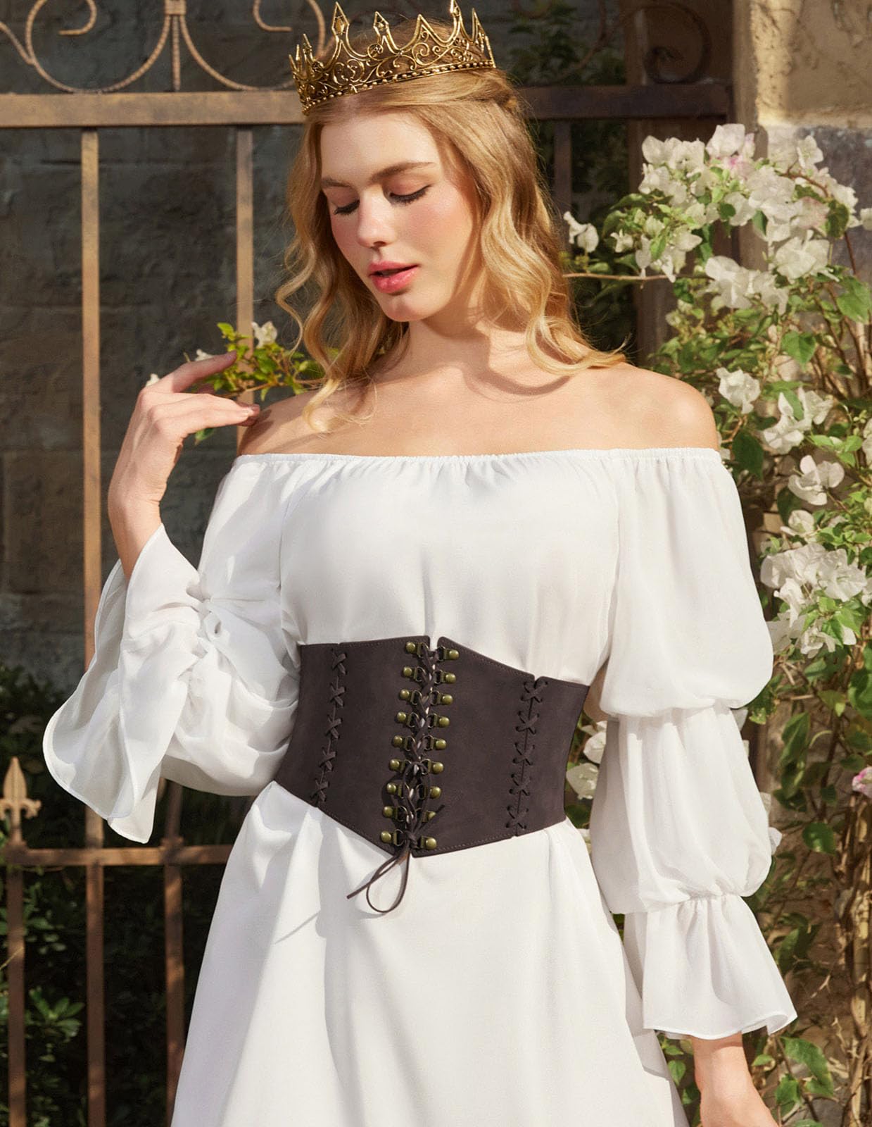 Scarlet Darkness Womens Pirate Corset Brown Wide Belt Dress Belt for Women Brown L