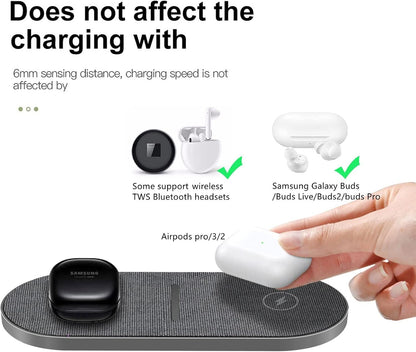 40W Wireless Charging Pad, Dual 20W Fast Wireless Charging Mat for iPhone 16 15 14 13 12 11/Pro/Pro Max/SE/X/XS,Apple Airpods 4/3/Pro,15W Wireless Charger Station for Samsung Galaxy/Note/Bud+
