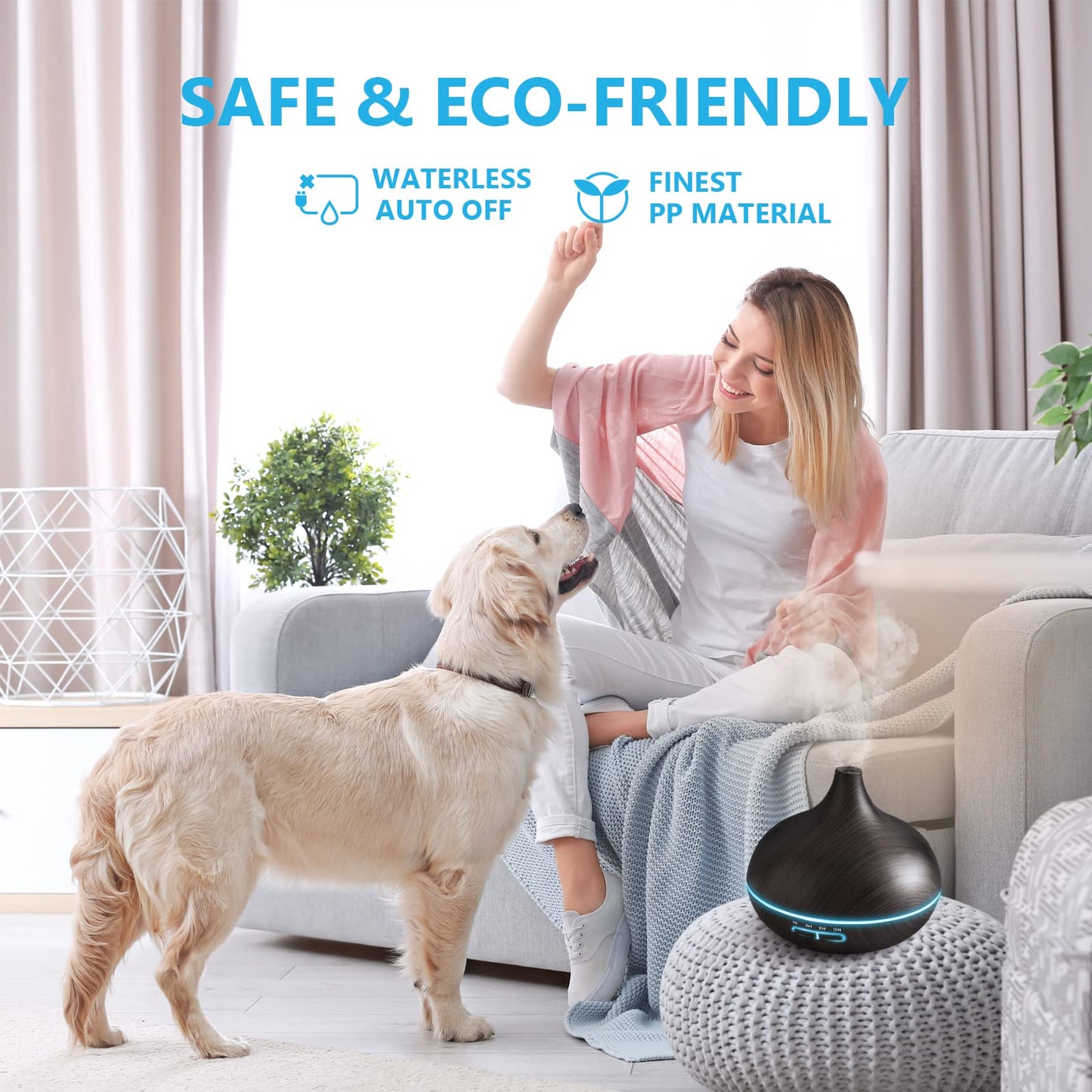 SACATR 550ml Oil Diffuser with 15x10mL Essential Oils, Ultrasonic Technology, Remote Control for Home Office