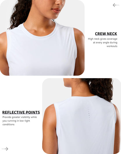 G Gradual Women's Sleeveless Workout Tops Lightweight High Neck Tennis Yoga Shirts Running Athletic Tank Tops for Women(White,M)