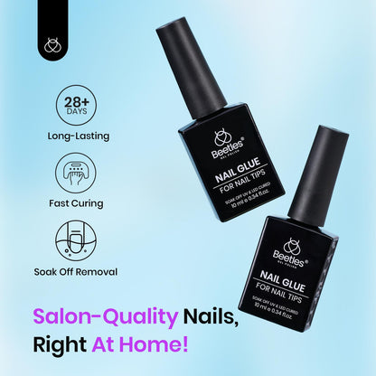 Beetles Gel Nail Kit Short Almond, 240Pcs Easy Nail Extension Set Shaped Clear Tips with 5 in 1 Nail Glue Base & Top Coat and Mini UV Lamp, Nail Tips Art Acrylic Nail Kit Gifts for Women