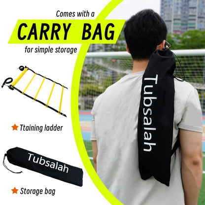 Tubsalah 20ft Adjustable Agility Ladder with Carry Bag – Football Training Equipment & Speed Ladder for Soccer, Basketball – Agility Training Equipment for Footwork Drills