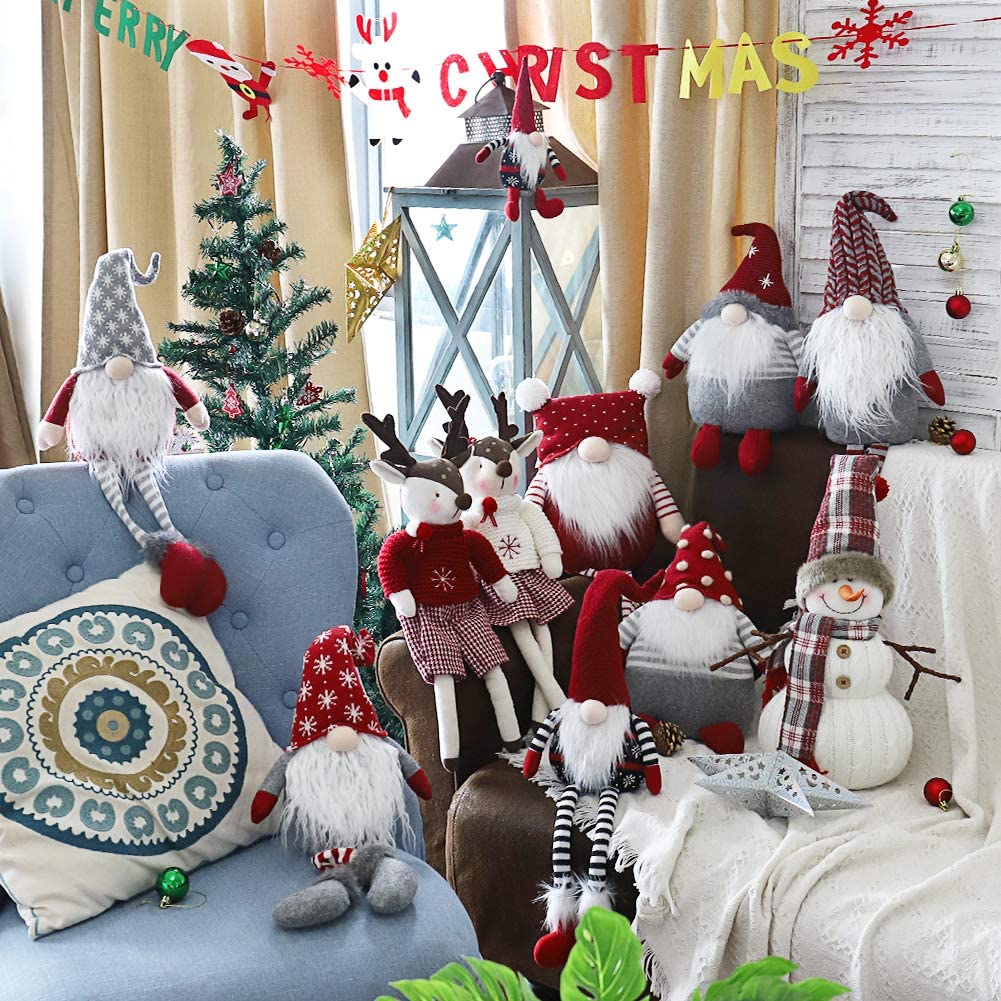 WORLDECO Christmas Cute Snowman Indoor Decorations Handmade Gift, Animated Xmas Snowman Plush Bedroom Home Ornament,Holiday Party Presents, White 20 inch