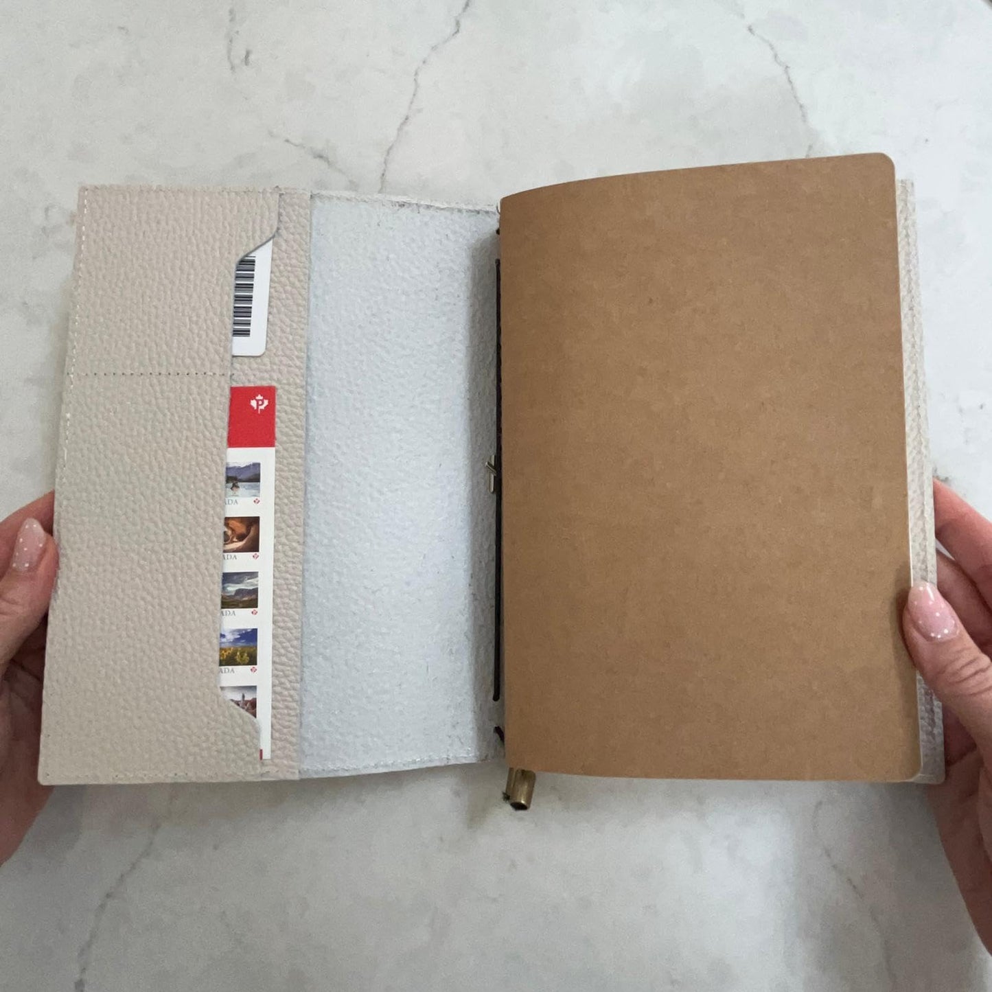 WANDERINGS A5 Travelers Notebook with Pockets – Oat Leather Journal – 6" x 8.5" (15 x 22cm) – Refillable Travel Journal – 120 GSM Blank Inserts