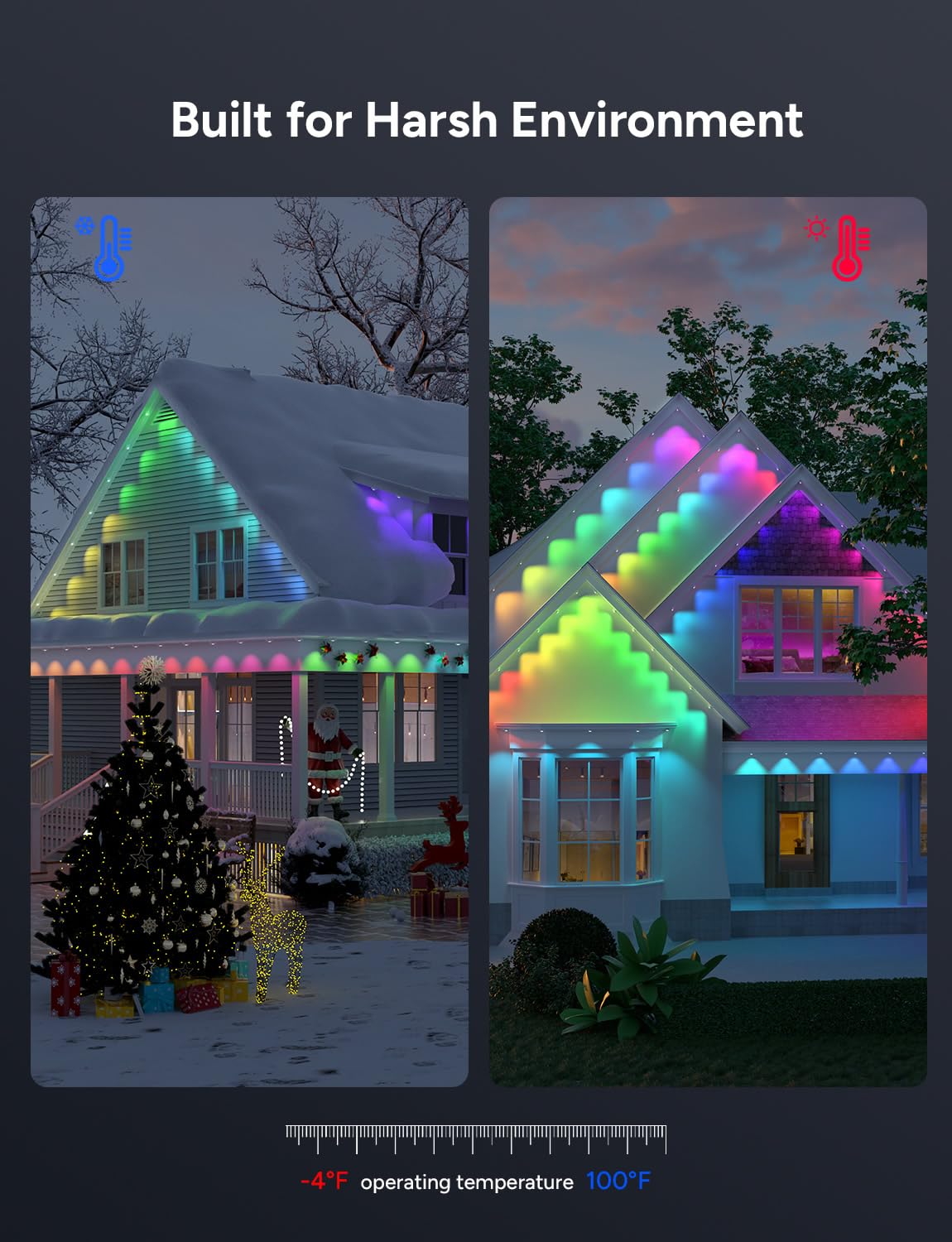 olivilily Permanent Outdoor Lights, 150ft with 90 LEDs Smart RGB, 68+ Scene Modes IP66 Waterproof, Alexa/Google Assistant Compatible Holiday Lighting for Christmas Halloween Patio Decor