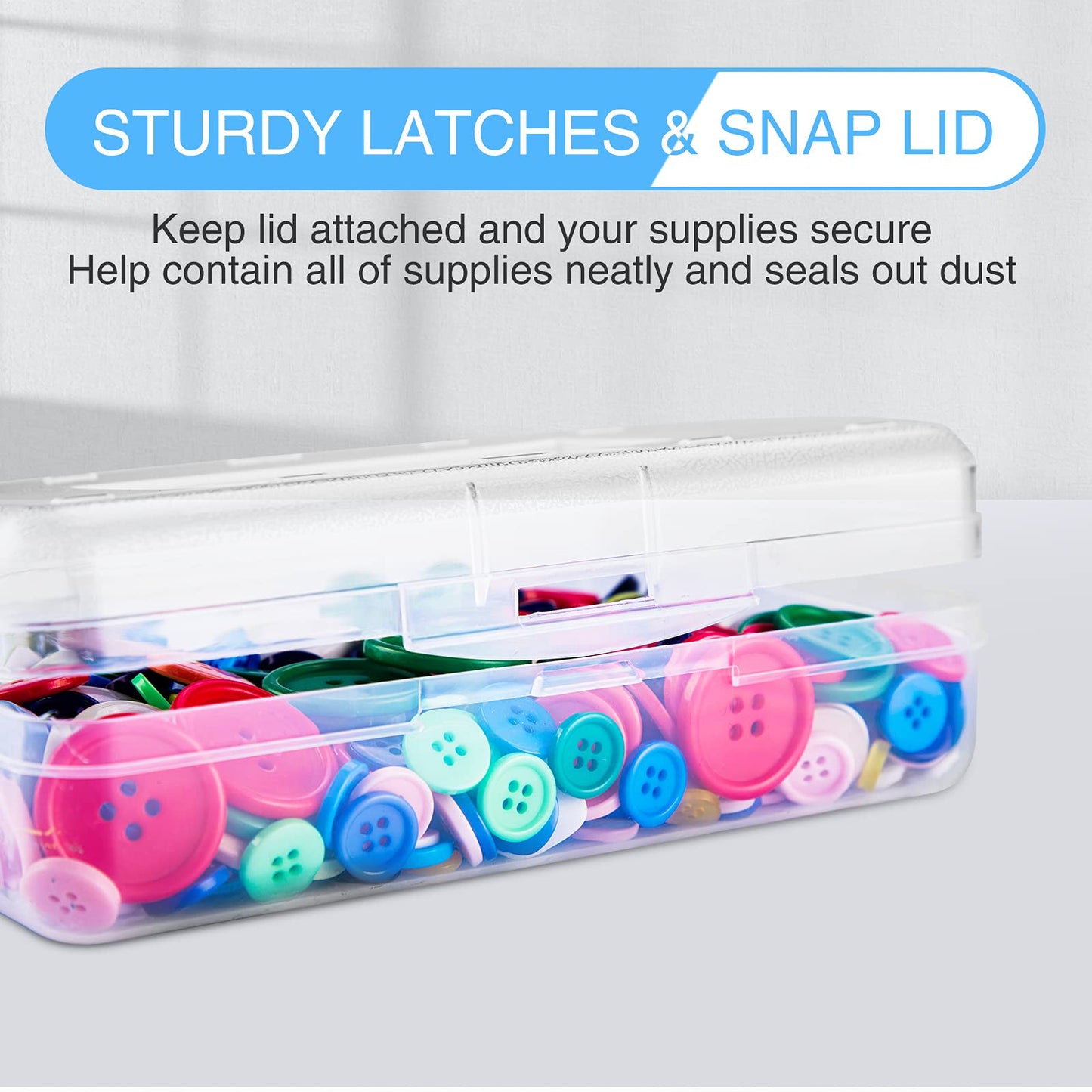 Sooez 3 Pack Pencil Case, Large Hard Pencil Box Bulk, Clear Crayon Box Marker Pen Organizer, Plastic Storage Container with Snap Lid, Stackable Art Craft Organizer Back to School Supplies, Clear