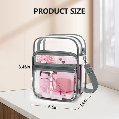 Blvornl Clear Crossbody Bag with Adjustable Shoulder Strap, Stadium Approved PVC Purse Bag, Messenger Bag