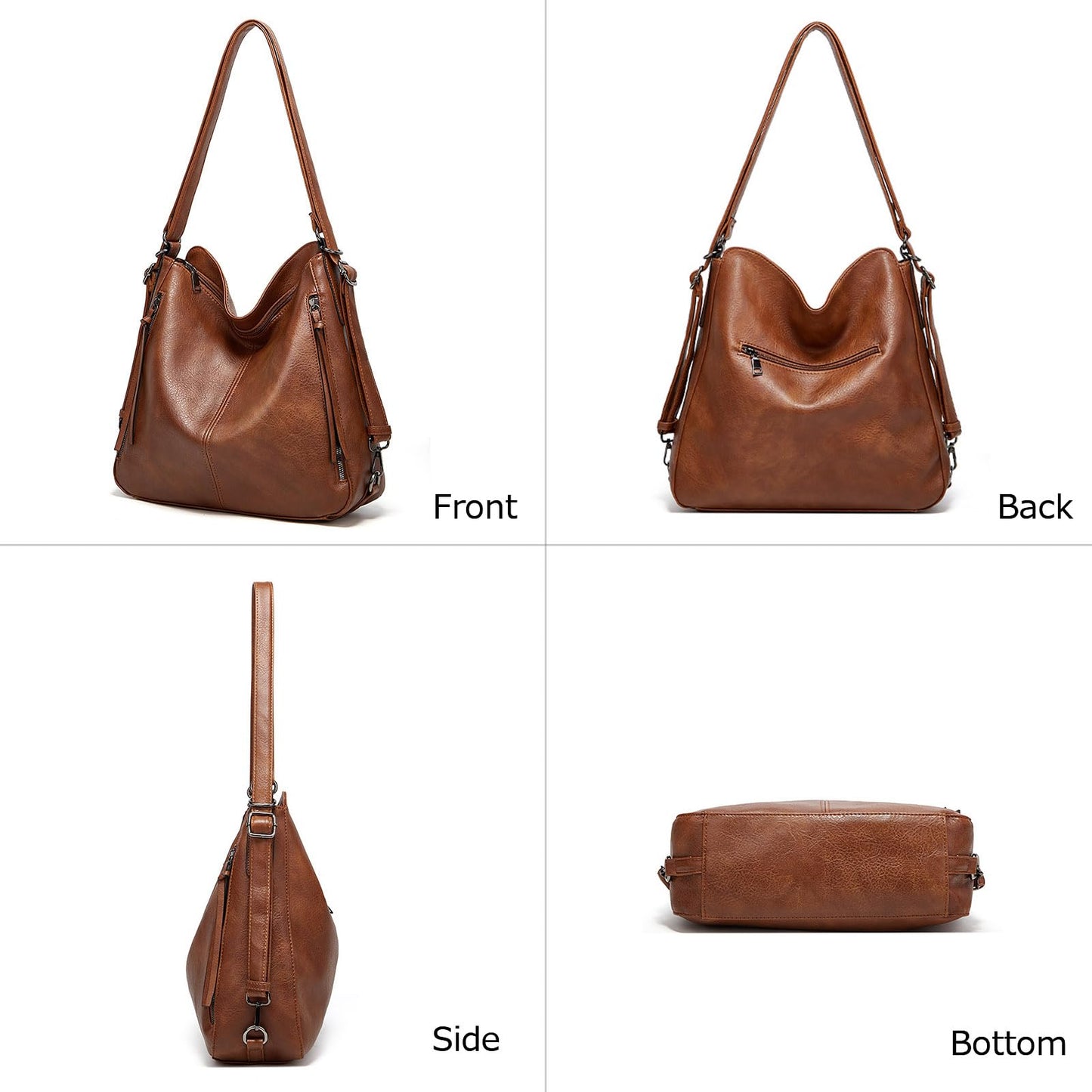 Tote Handbags for Women Convertible Backpack Purses PU Leather Hobo Bags Crossbody Shoulder Bag Satchel Purse Set 3pcs, Black