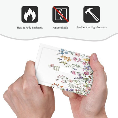 Rustic Wild Floral Vintage Watercolor Flower Single Toggle Light Switch Plates Cover Decorative 1 Gang Wall Plate Electrica Faceplate for Bathroom Bedroom Decorate Accessories