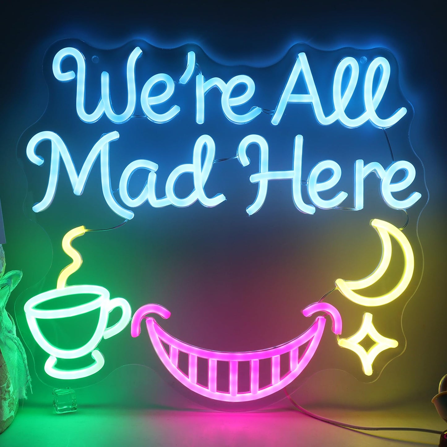 We're All Mad Here Neon Sign Neon Lights for Alice In Wonderland Party Decorations, USB Powered LED Light Up Signs for Bedroom, Bar,Gift for Birthday, Christmas