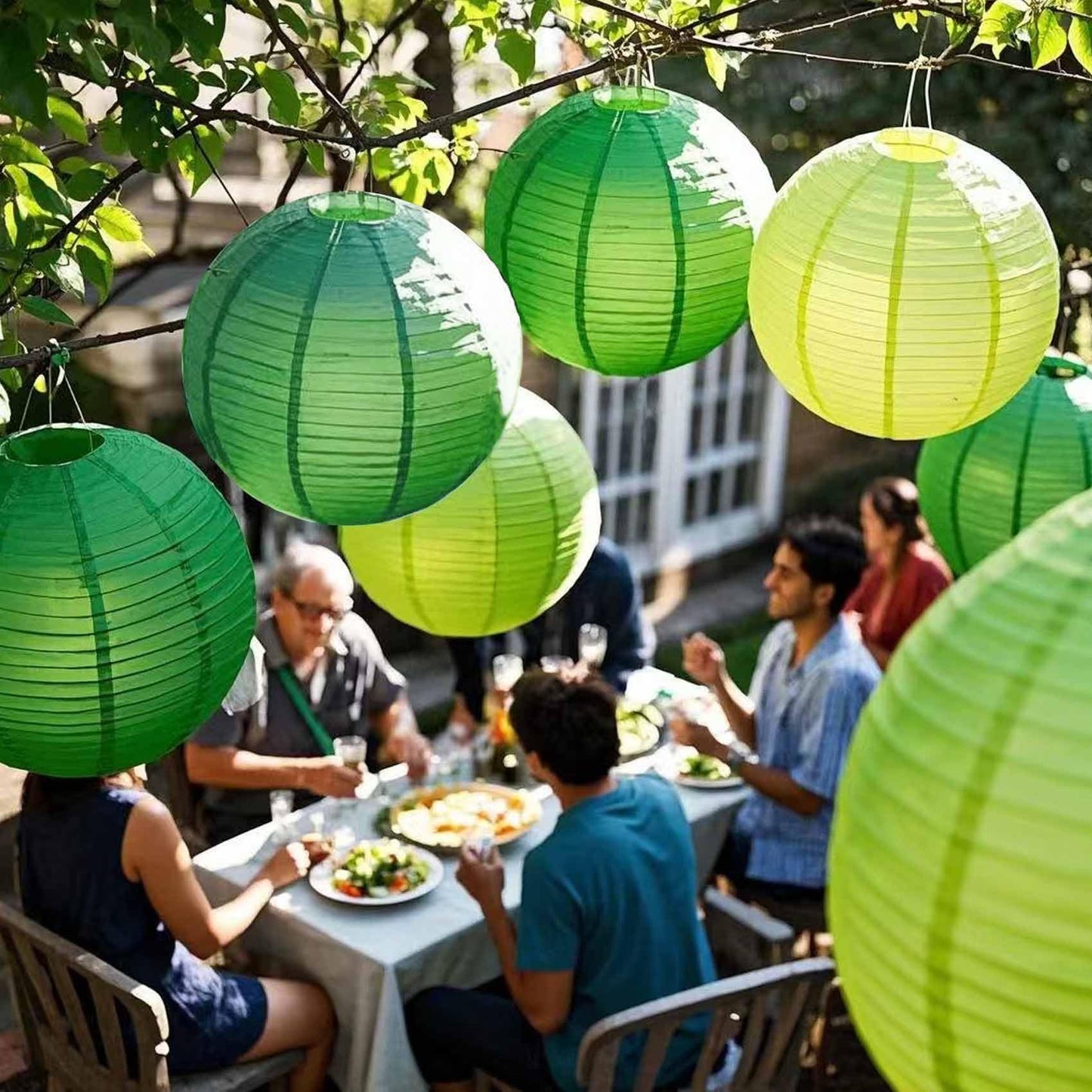 KUNYYI Green Paper Lanterns 12Pcs Hanging Lanterns for Birthday Party, Wedding, Home Decor, Baby Shower Festive Decoration