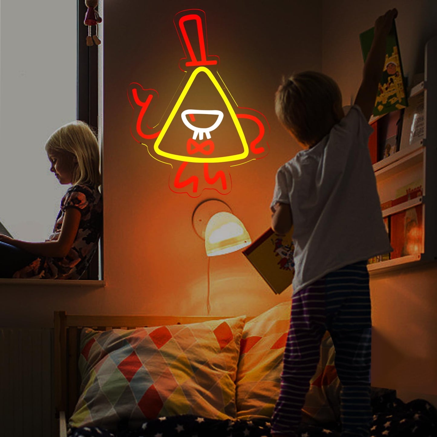 ASDGGBL Graivty Cartoon Triangle Neon for Wall Decor Dimmable neon Signs for Wall Decor Dimmable Cartoon TV Series Wall Art Living Room Decor