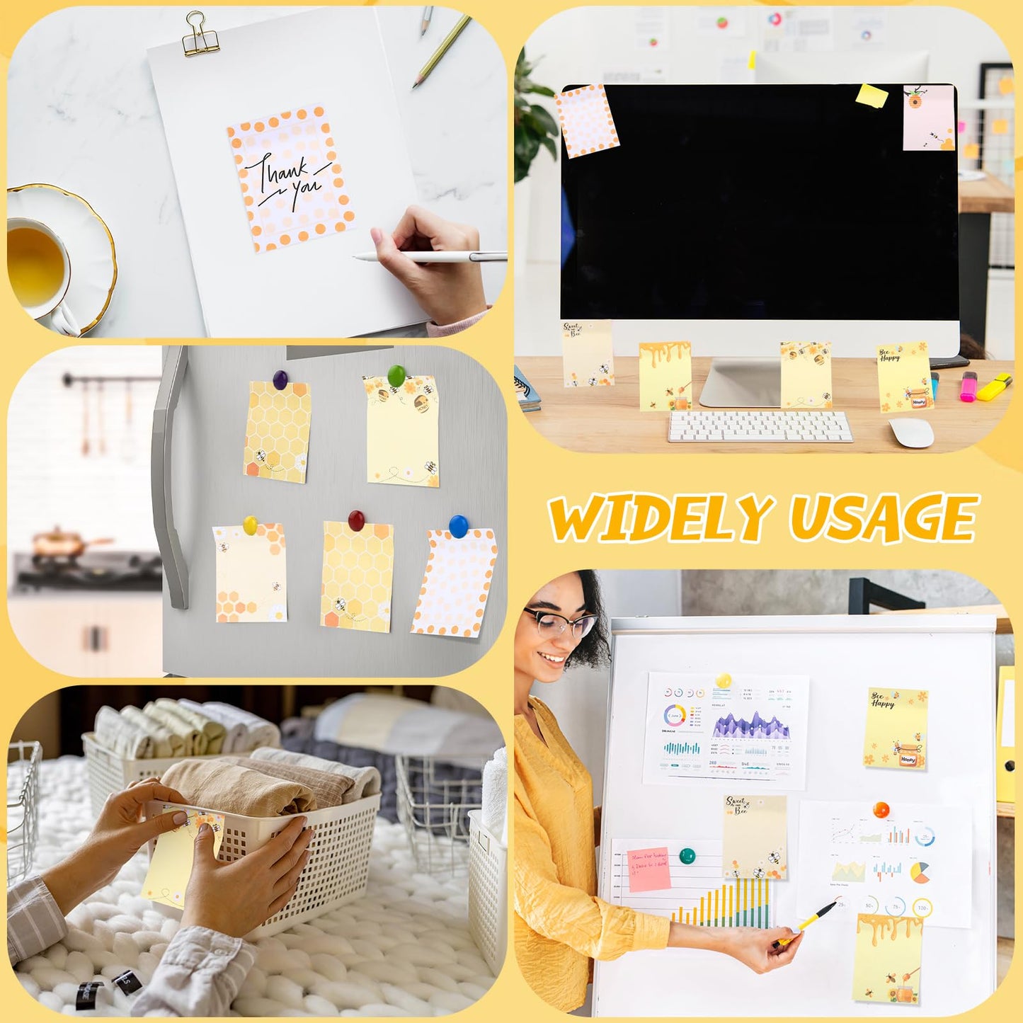 Chiisong 12 Pieces Bee Sticky Notes Bee Notepads Gifts 3x4 Inch Adhesive Honey Memo Notes for Women to Do List for Memo Reminder List for Office Home Supplies Teachers Gift