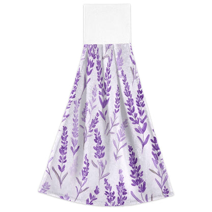 Boccsty Purple Lavender Hanging Kitchen Towels 2 Pieces Spring Summer Flower Floral Dish Cloth Tie Towels Hand Towel Tea Bar Towels for Bathroom Farmhouse Housewarming Tabletop Home