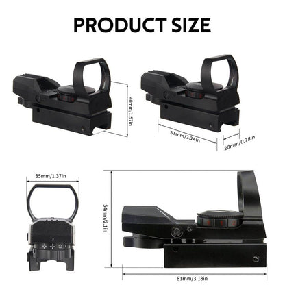 KASENTE Red Green Dot Gun Sight Tactical Reflex Sight with 4 Adjustable Reticles for 20mm Rail Mount, Black