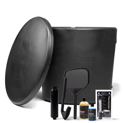 Ice Barrel 300 Cold Plunge Tub with Maintenance equipment – Portable Ice Bath Barrel with Water Treatment, Water Thermometer, Cleaning Soap, Cleaning Brush & Mesh Net for Cold Therapy