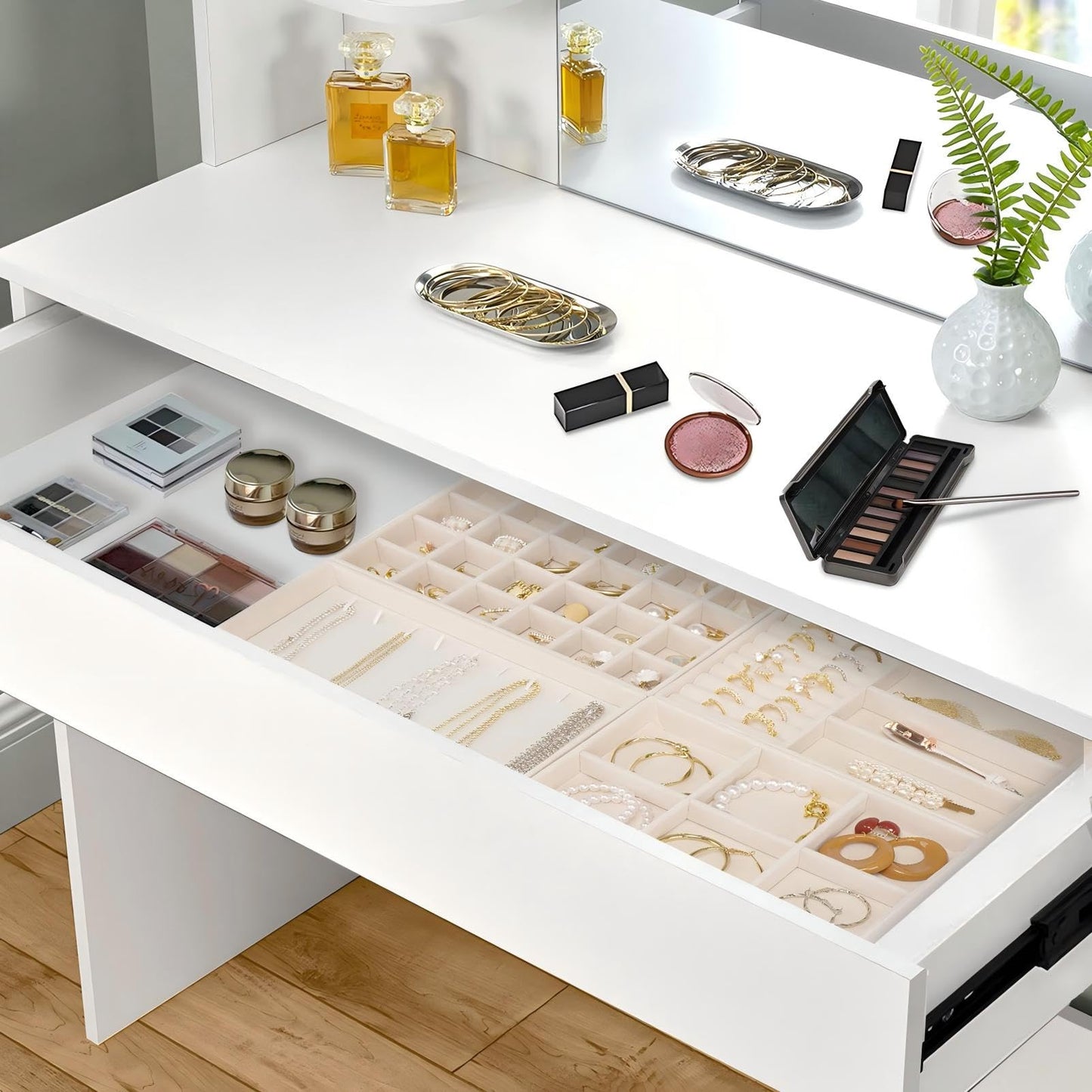 Cirhy Velvet Jewelry Drawer Organizer Trays – Stackable Jewelry Trays for Drawers, Set of 4 Jewelry Organizer for Drawer Inserts, Display Storage Box for Earrings, Rings, Necklaces, Bracelets
