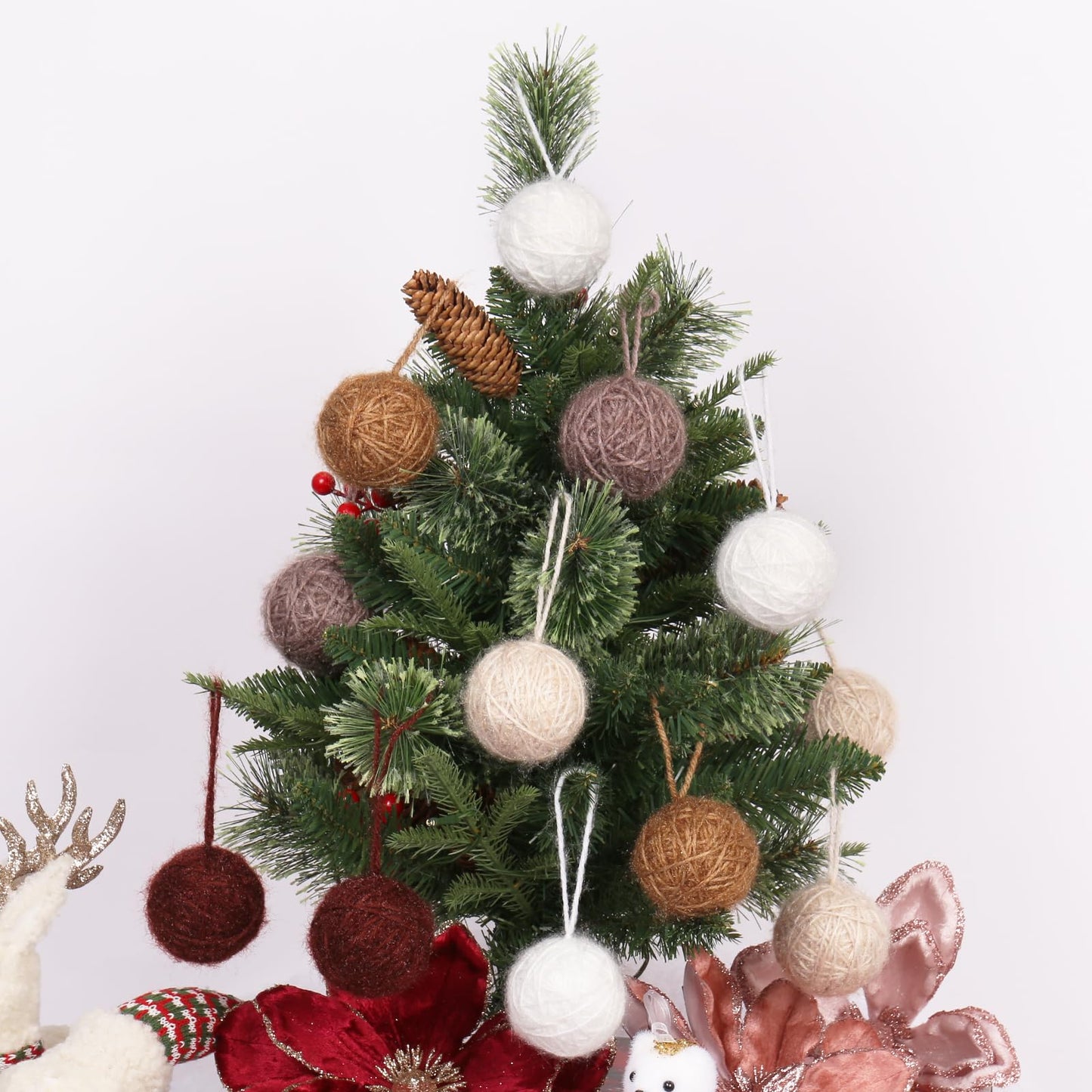 SY Super Bang 15PCS Rustic Christmas Ball Ornaments, 60MM/2.3Inch Shatterproof Ornaments Set for Christmas Tree Hanging Decorations, for Home Farmhouse Bowls Vase Fillers Holiday Party Xmas Decor.