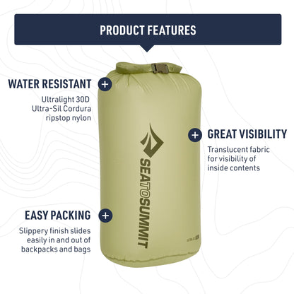 Sea to Summit Ultra-Sil Dry Bag, Ultralight Waterproof Dry Storage, 8 Liter, Atoll Blue