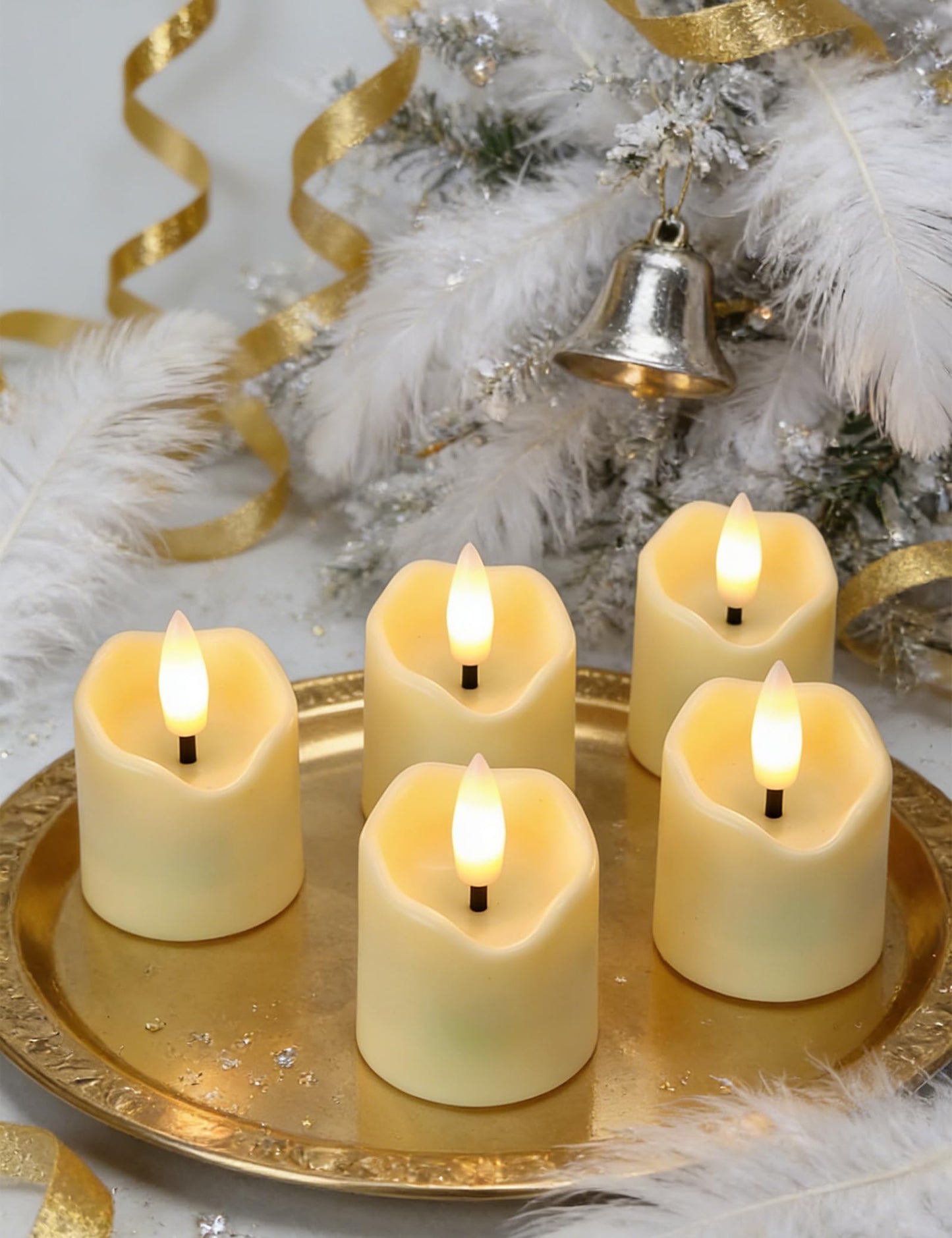 Utwickeln Rechargeable Flameless Tea Lights with Remote Timer, Pack of 6 Ivory White LED Candles (D 1.5'' x H 2.1'') - Long Lasting Battery for Weddings, Summer Soccer Nights, and Home Decor