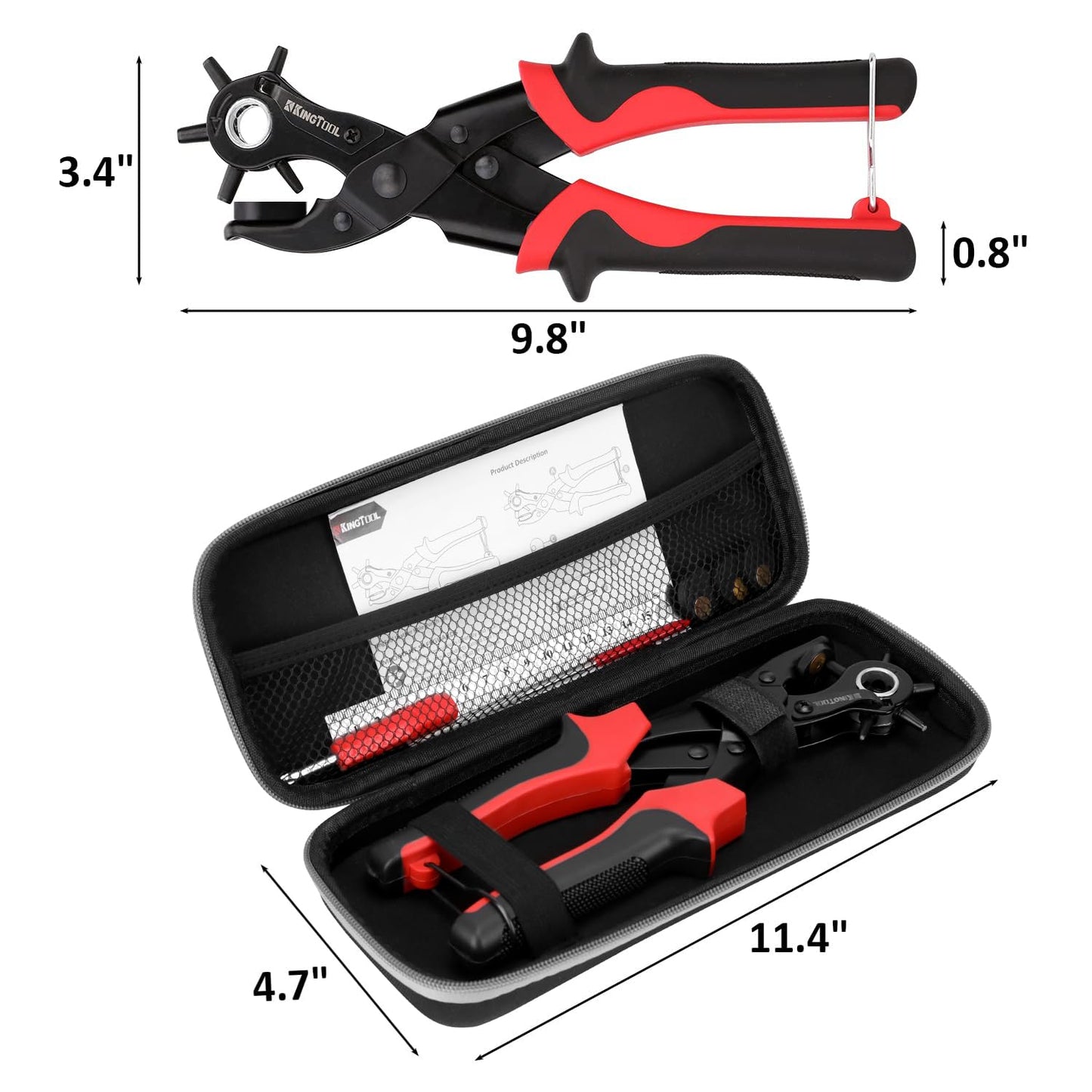KingTool Leather Hole Punch Set, Super Heavy Duty Rotary Puncher, Multi Hole Sizes Maker Tool