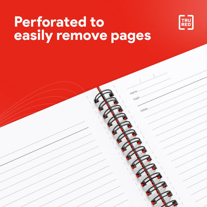 TRU RED Medium Soft Cover Meeting Notebook, Black – Ruled, Spiral Bound, 80 Sheets, Interior Pocket
